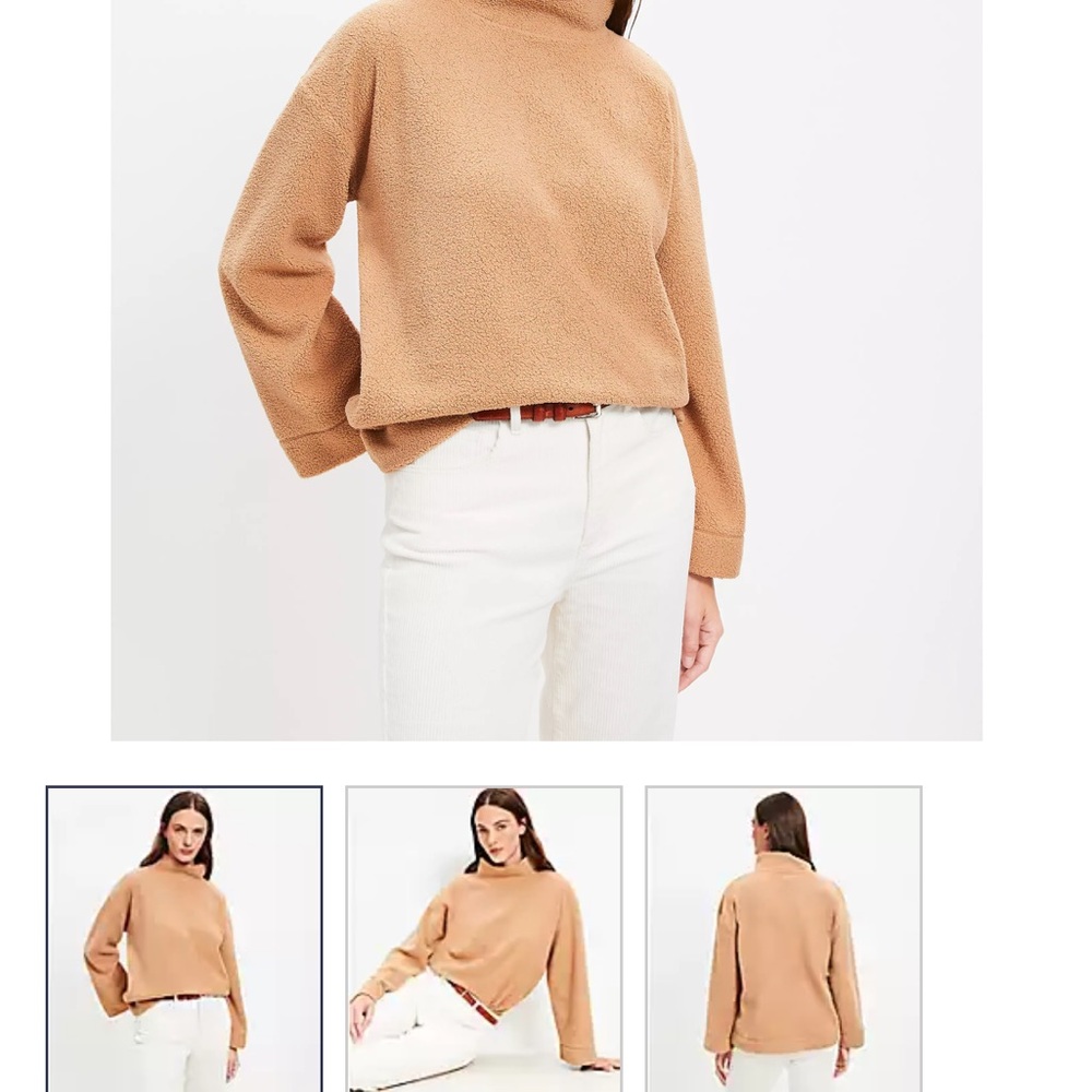 LOFT Camel Cowl Neck Sweater